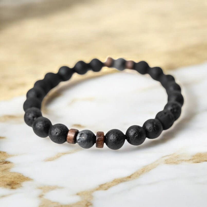 Kugelarmband aus Vulkanstein & Labradorit – Natürliche Kraftquelle für Stabilität und Energie