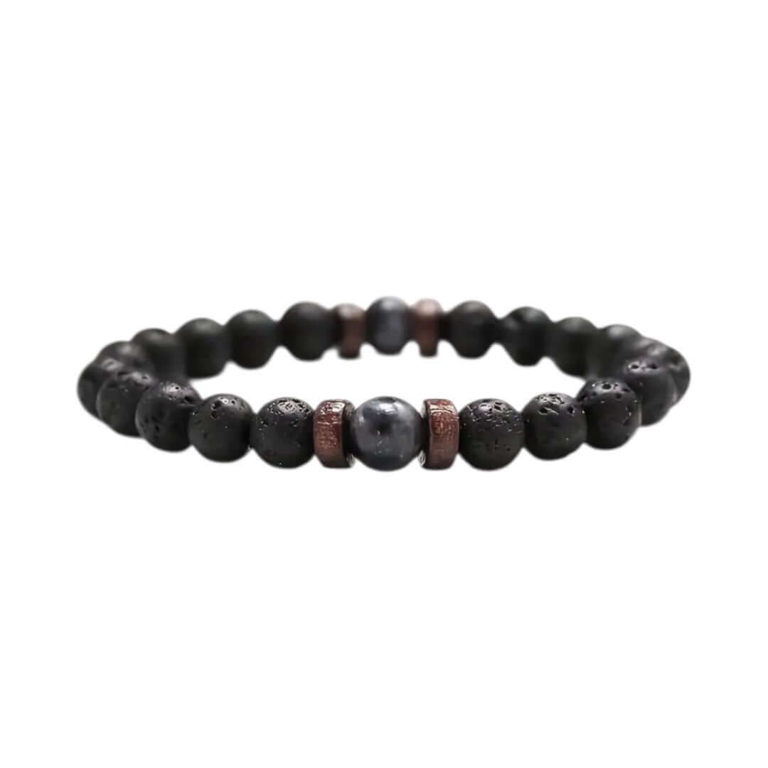 Kugelarmband aus Vulkanstein & Labradorit – Natürliche Kraftquelle für Stabilität und Energie