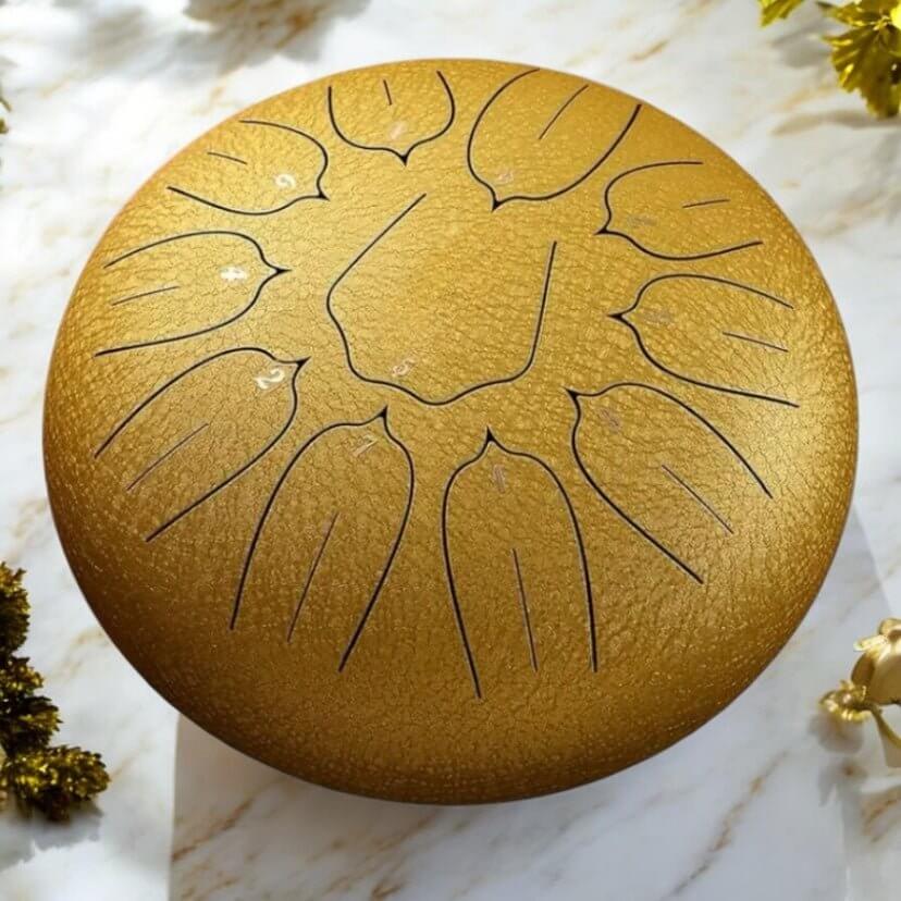 Riesige Zungentrommel Gold – ideal für Meditation und Achtsamkeit