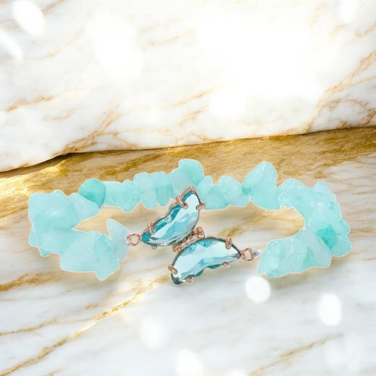 Amazonit Splitterarmband mit Schmetterling - CrystalScents