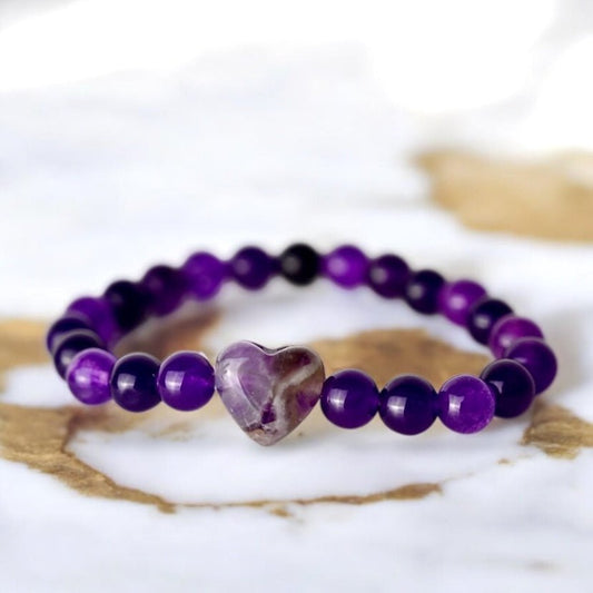 Amethyst Armband mit Herz - CrystalScents