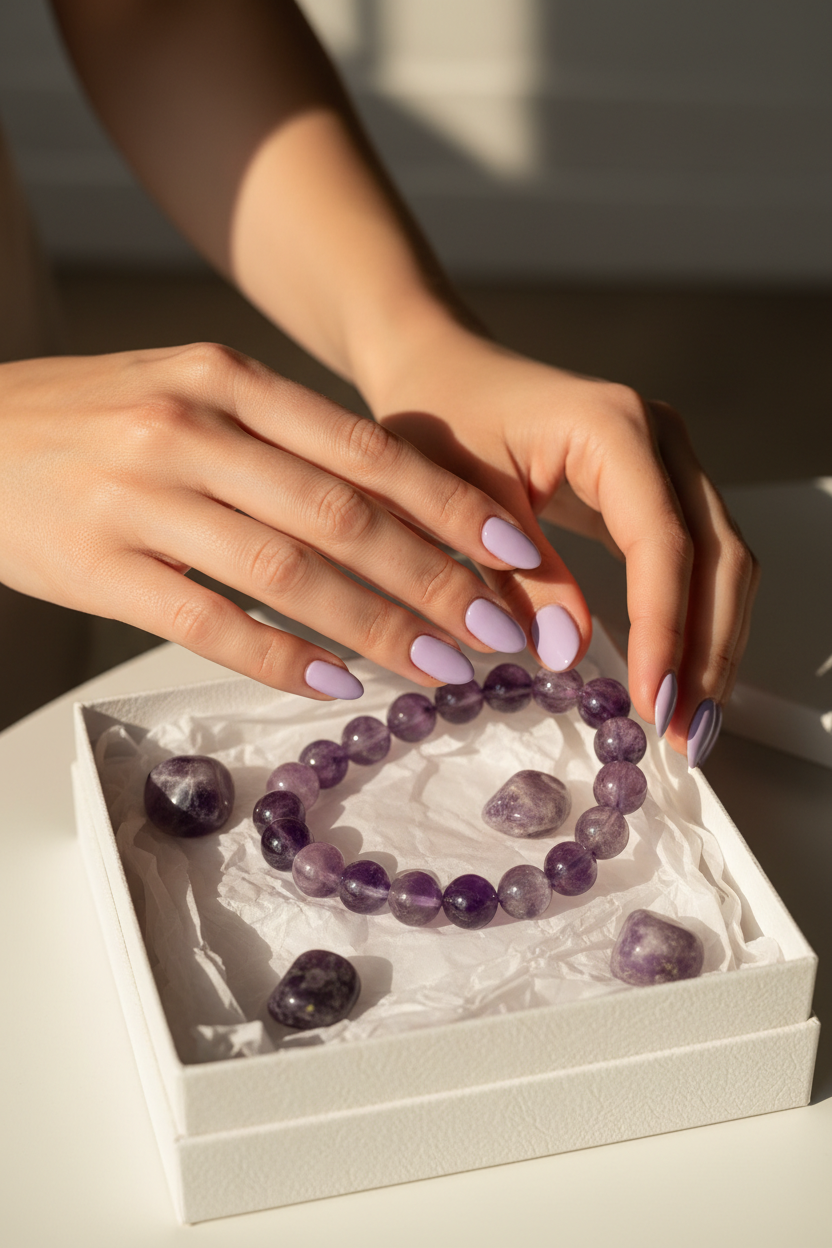 Amethyst-Armband mit Trommelsteinen