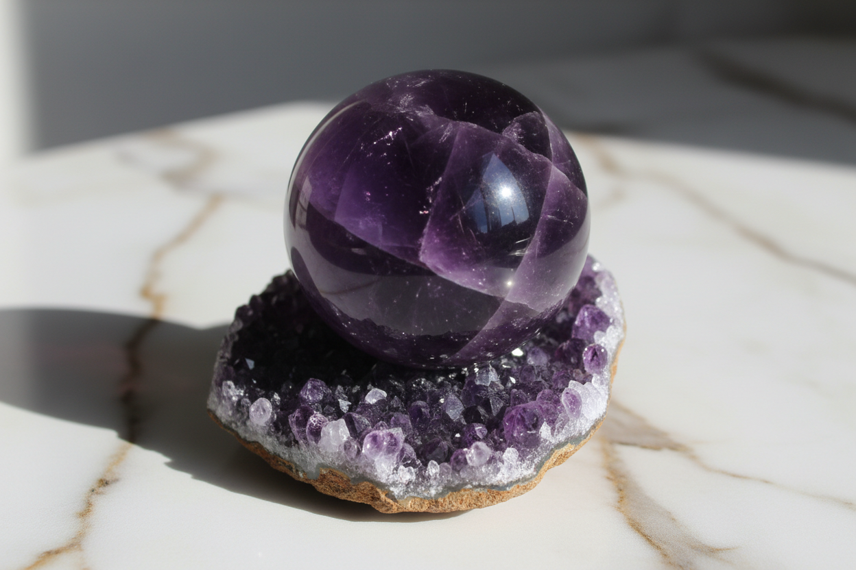 Amethyst Kugel auf Geode Matrix