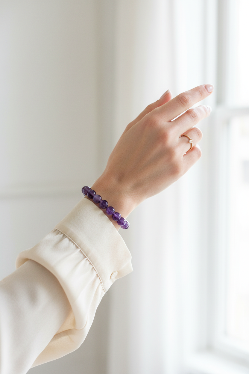 Amethyst Kugelarmband - Anlegen 1