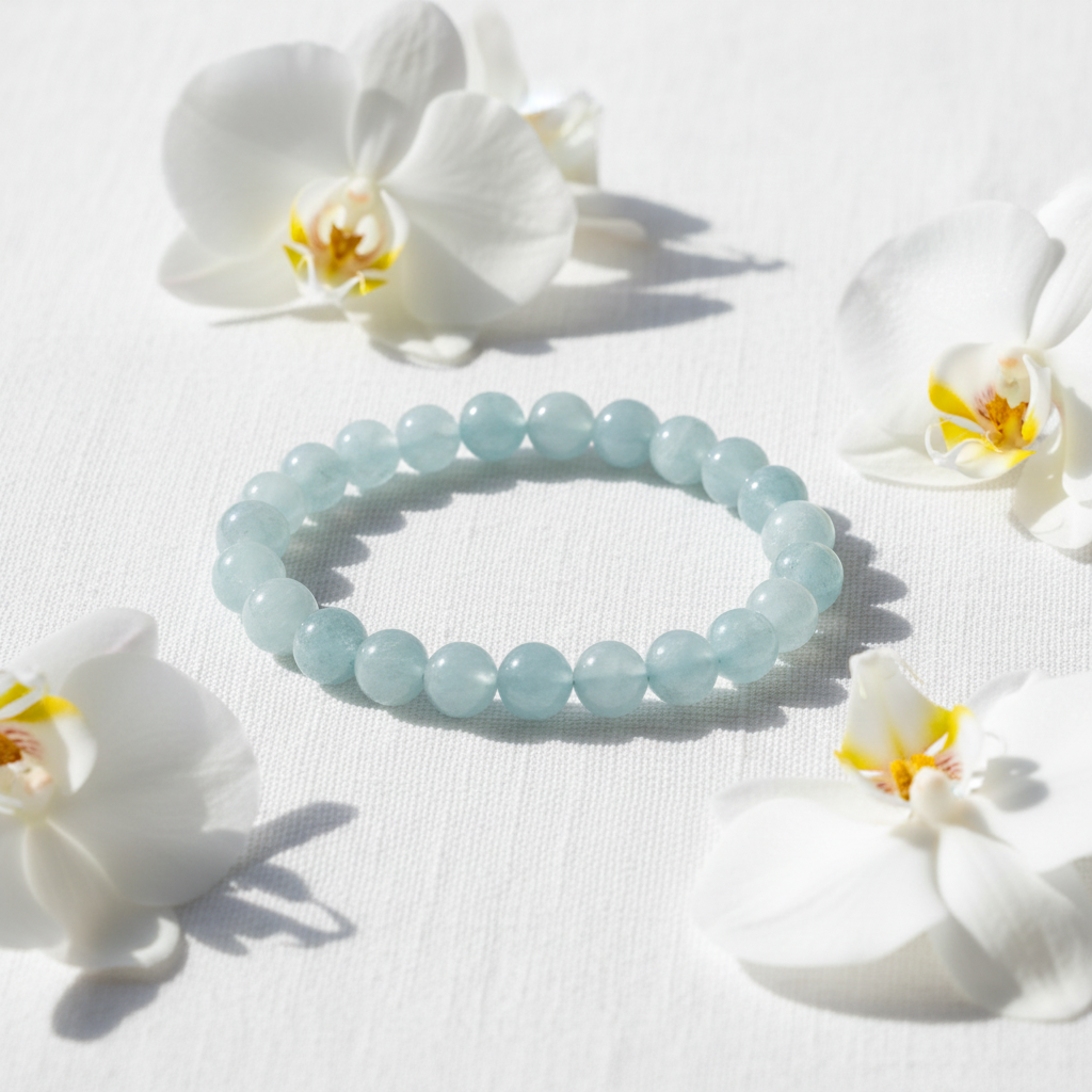 Aquamarin Armband mit Orchideen 3