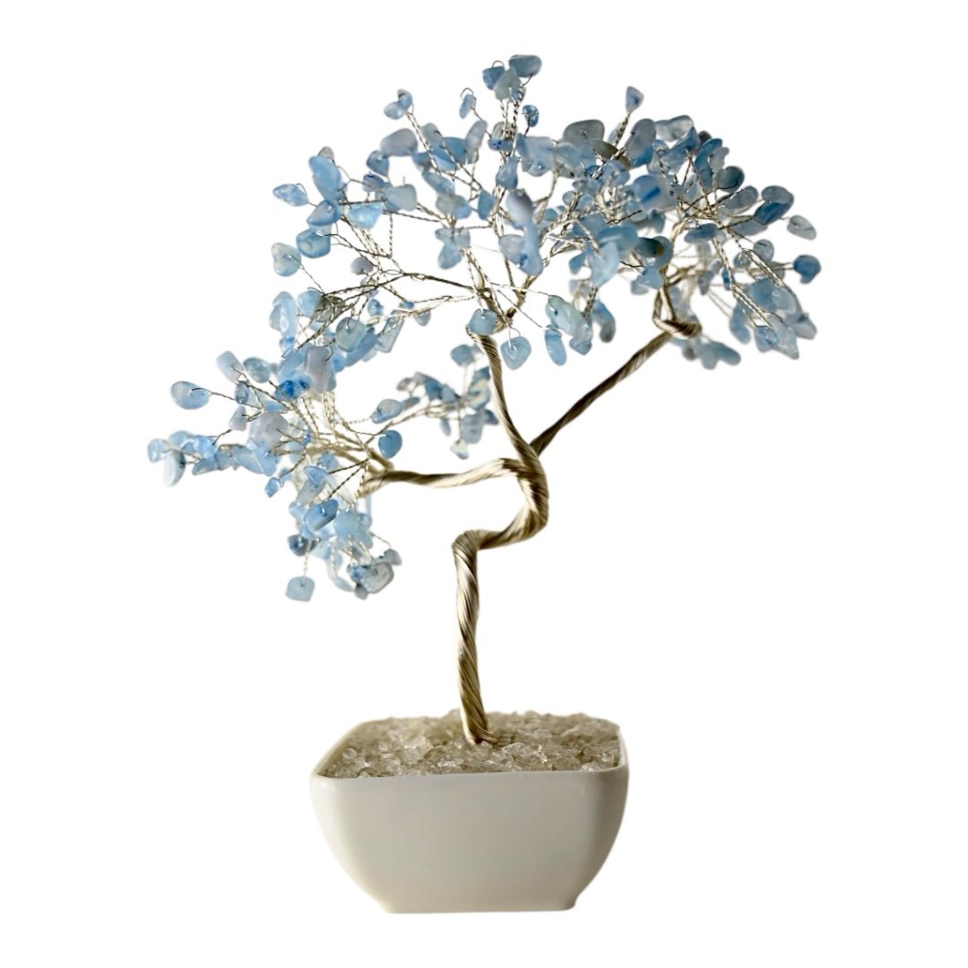 Aquamarin Baum in Keramiktopf - CrystalScents