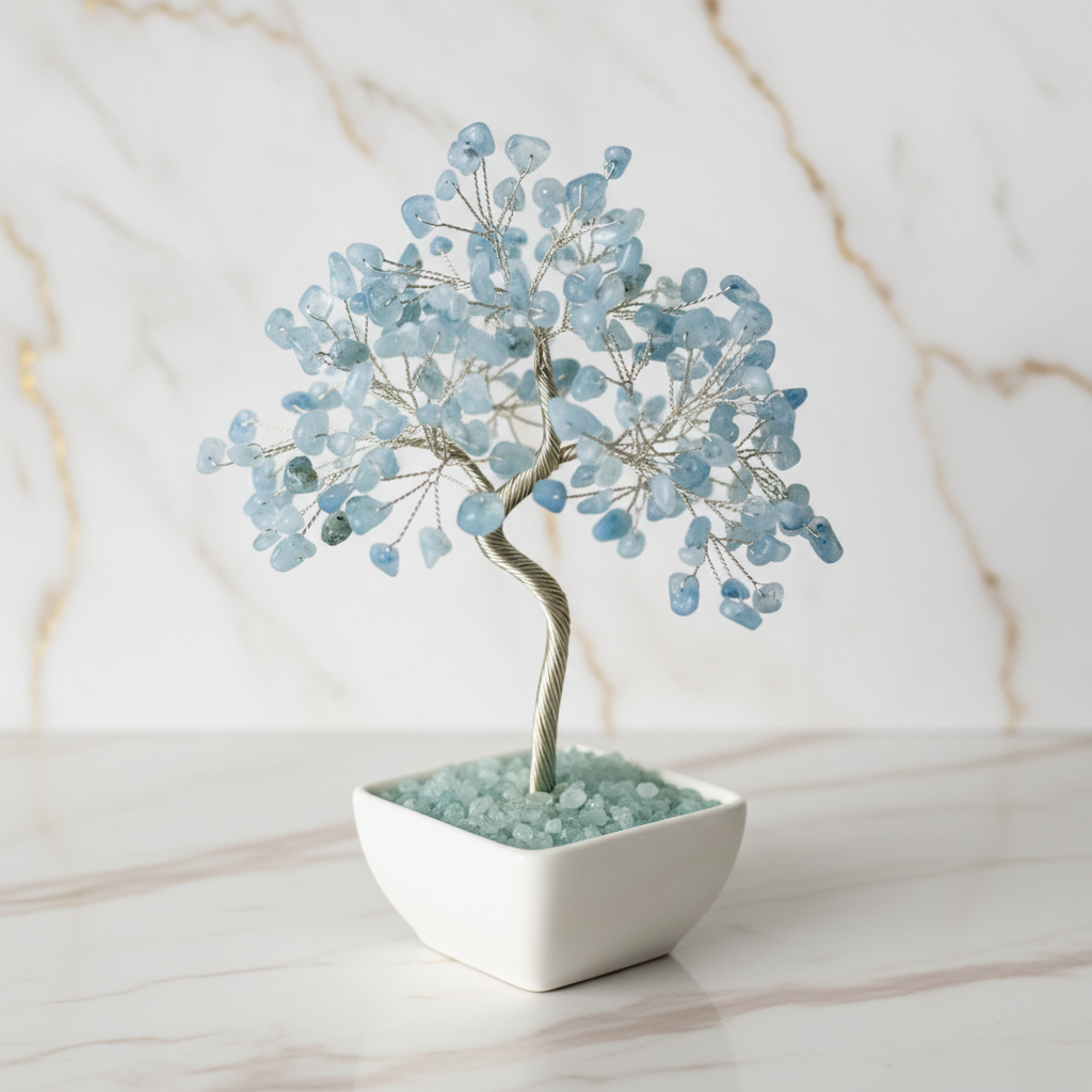 Aquamarin-Baum Marmor Dreiviertel