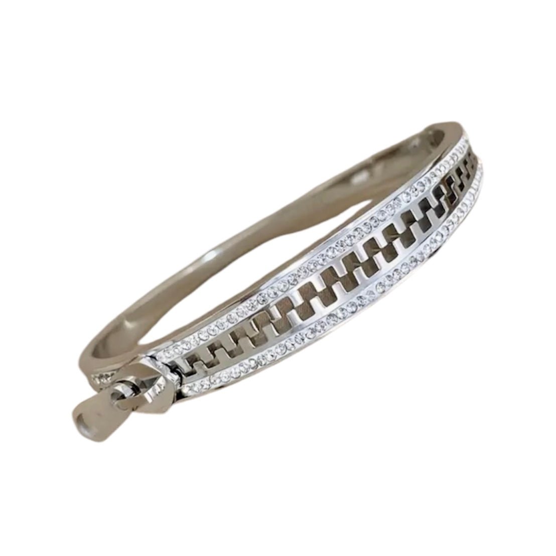 Armband mit funkelndem „Reißverschluss“ Silber - CrystalScents