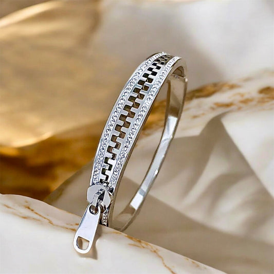 Armband mit funkelndem „Reißverschluss“ Silber - CrystalScents