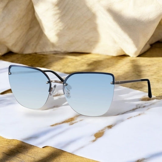 Auffällige Cateye Sonnenbrille in blau - CrystalScents