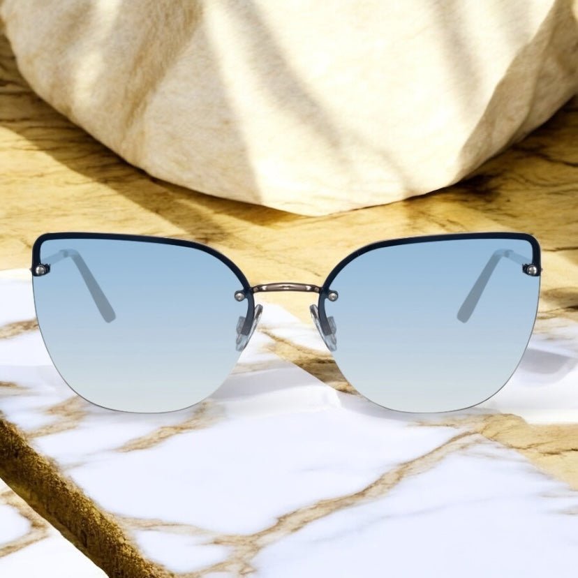 Auffällige Cateye Sonnenbrille in blau - CrystalScents