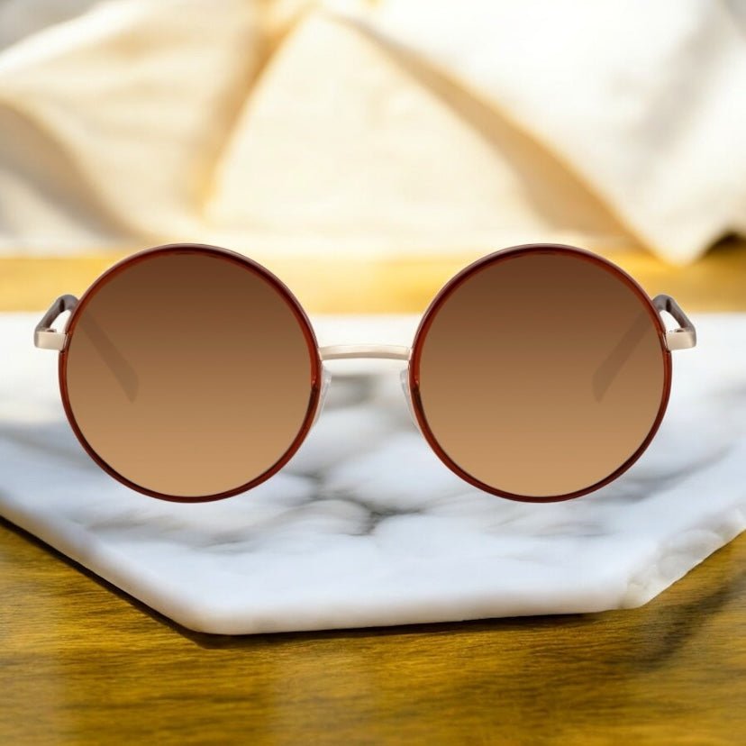 Auffällige runde Sonnenbrille in braun - CrystalScents