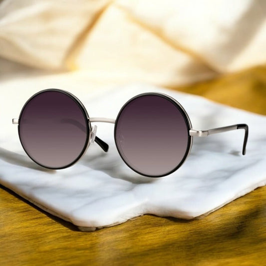 Auffällige runde Sonnenbrille in schwarz - CrystalScents