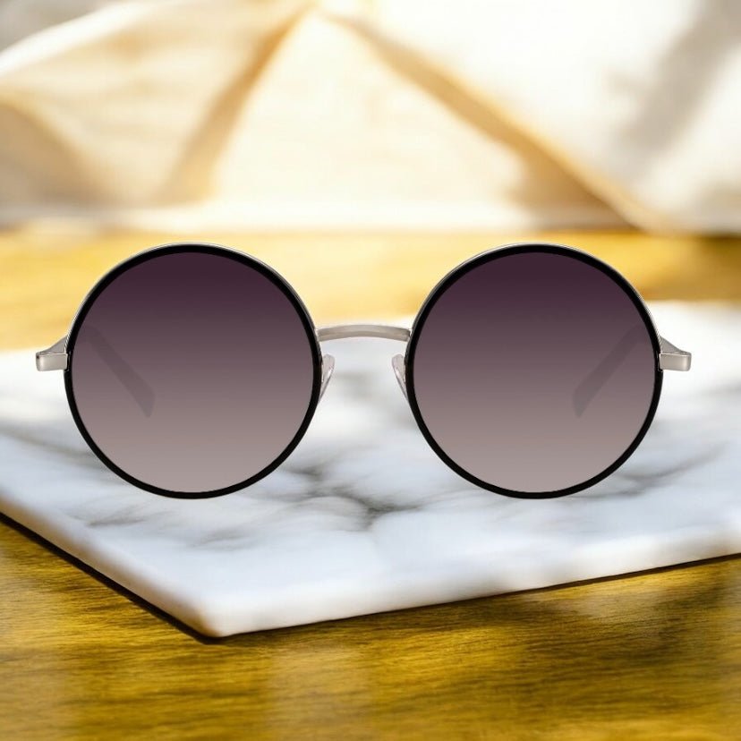 Auffällige runde Sonnenbrille in schwarz - CrystalScents