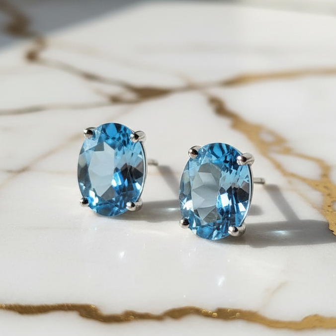 Topas Ohrringe – in himmlischem Blau