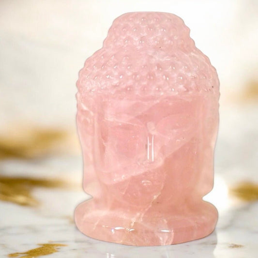 Buddha - Kopf aus Rosenquarz - CrystalScents