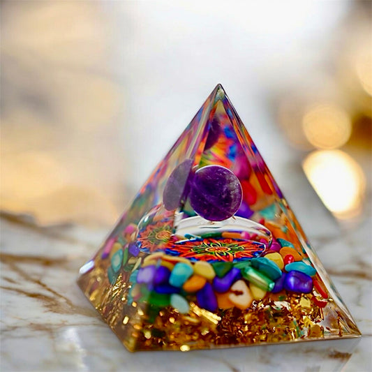 Bunte Muschelschalen Orgonit Pyramide - CrystalScents