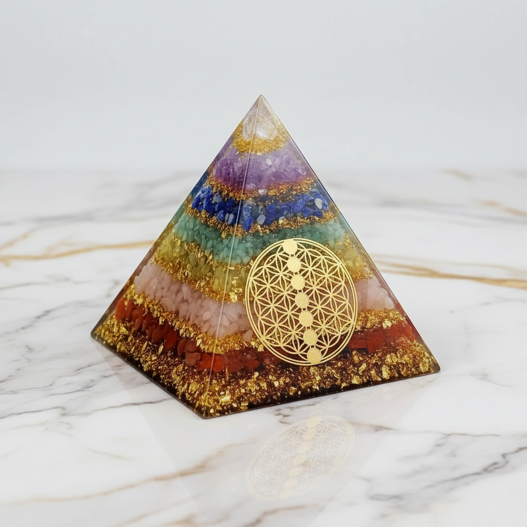 Chakra Pyramide Marmor erhöht