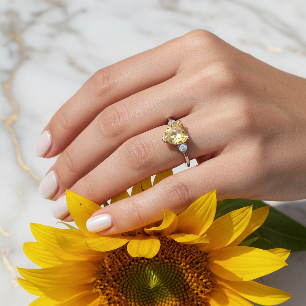 Citrin Ring Ringfinger Sonnenblume 10