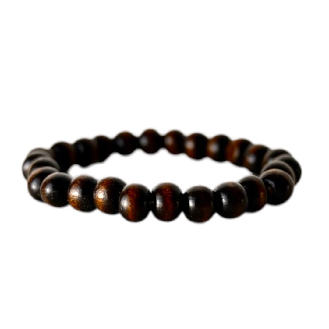 Elastisches Armband mit dunkelbraunen Holzperlen - CrystalScents