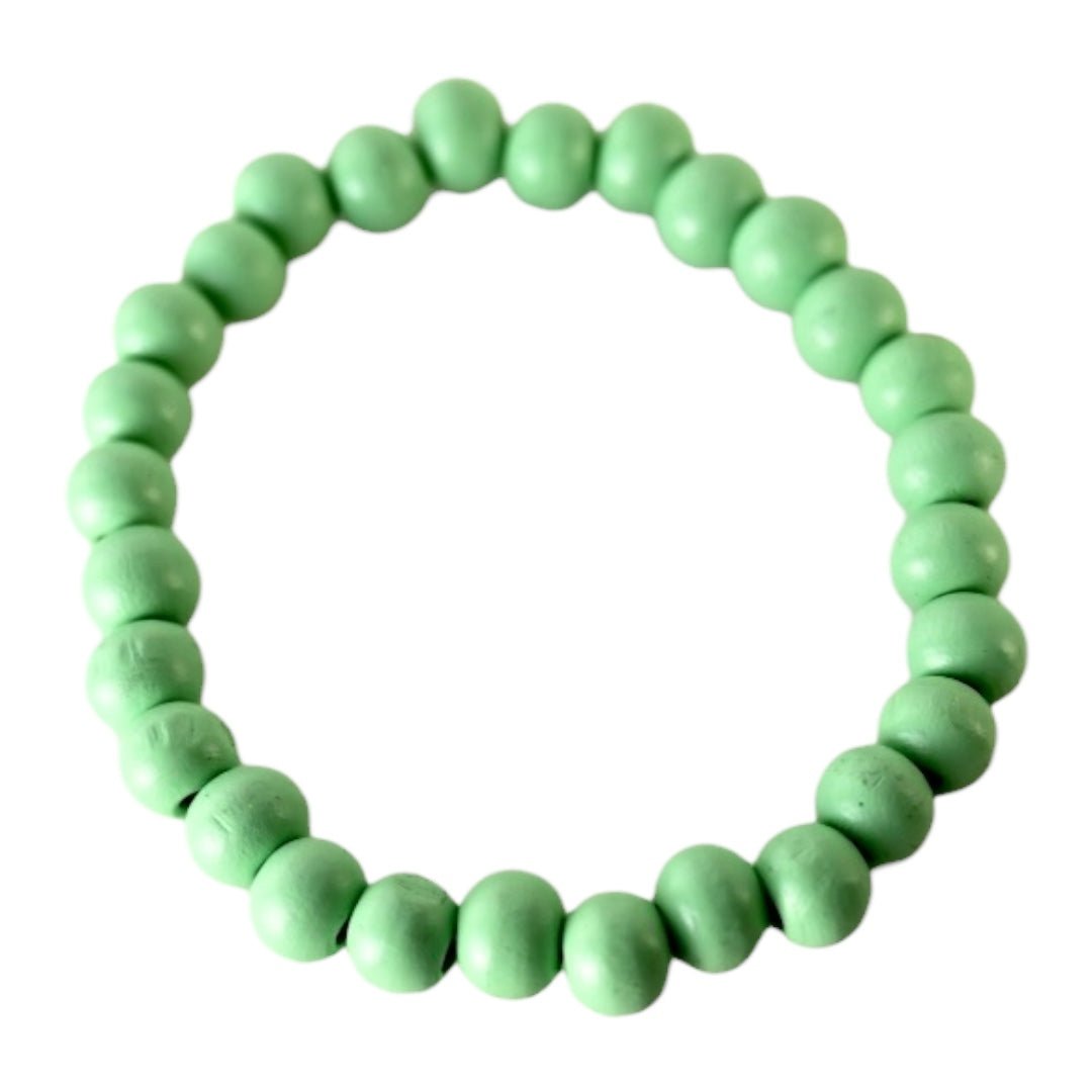 Elastisches Armband mit grünen Holzperlen - CrystalScents