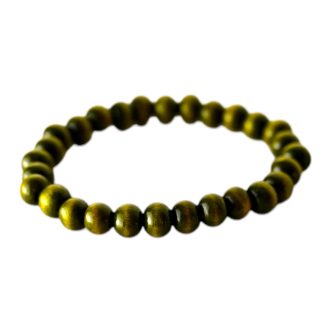 Elastisches Armband mit grünen Holzperlen - CrystalScents