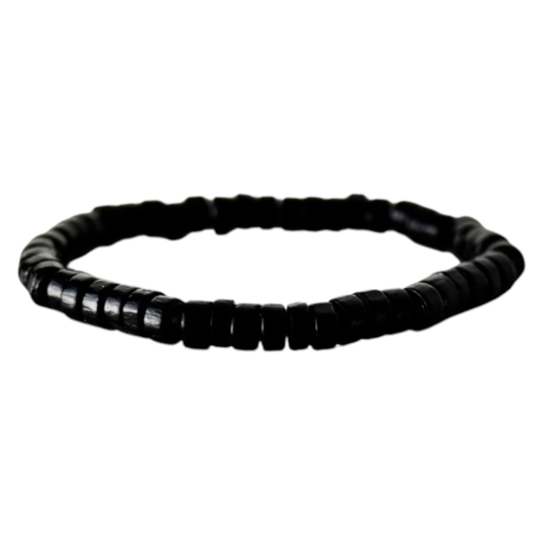 Elastisches Armband mit schwarzen Holzscheiben - CrystalScents