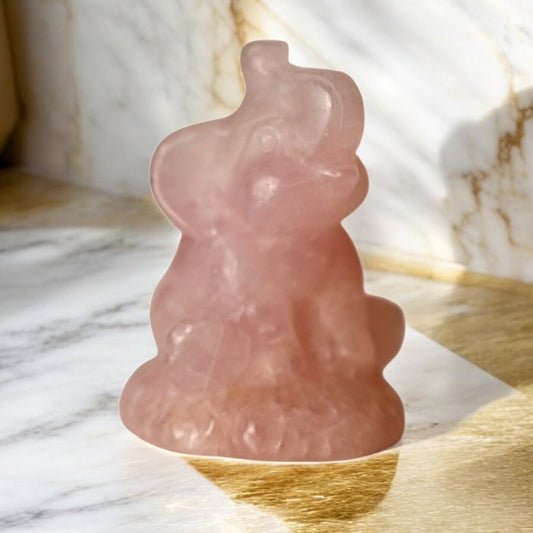 Elefant Kopf aus Rosenquarz - CrystalScents