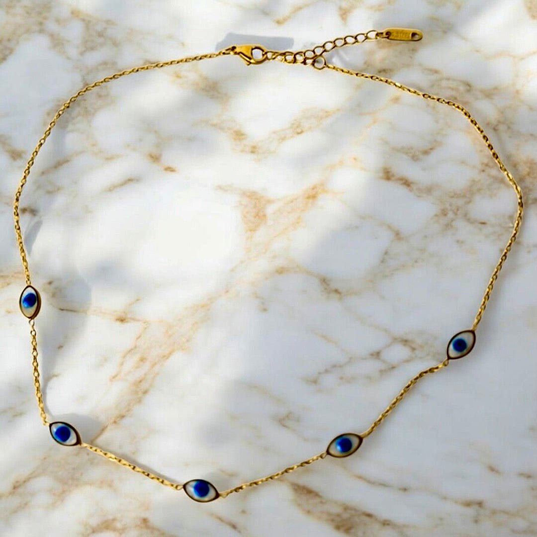 Elegante goldene Halskette „schützendes Auge“ - CrystalScents