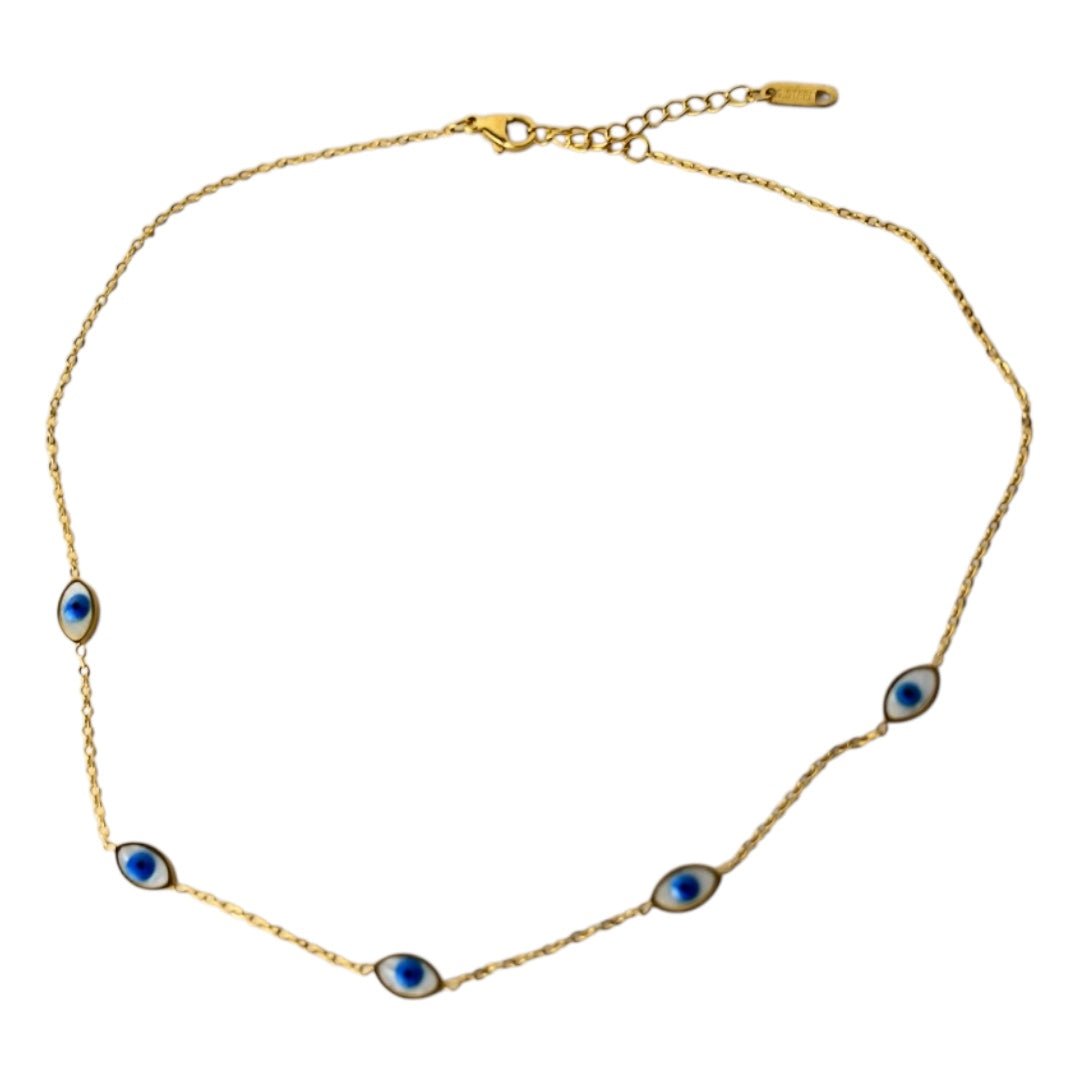 Elegante goldene Halskette „schützendes Auge“ - CrystalScents