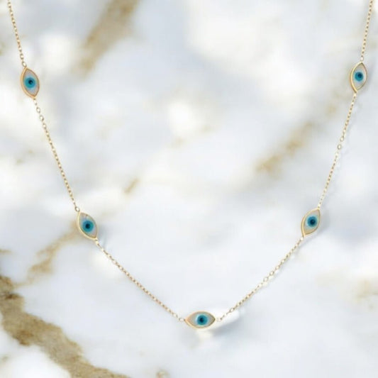 Elegante goldene Halskette „schützendes Auge“ - CrystalScents