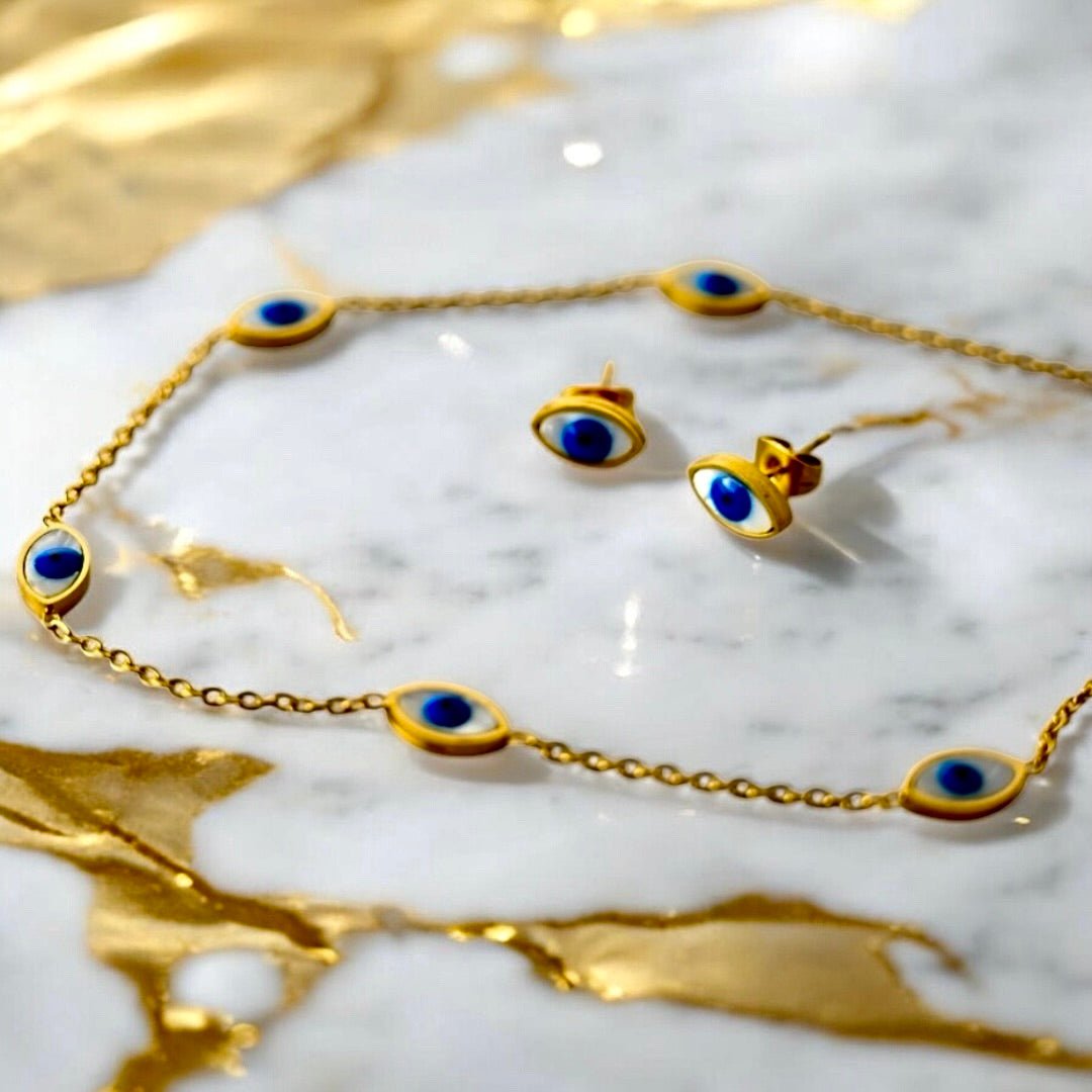 Elegante goldene Halskette „schützendes Auge“ - CrystalScents