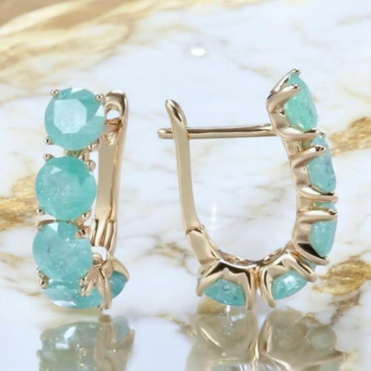 Elegante goldene Kreolen; blaue Zirkonia - CrystalScents