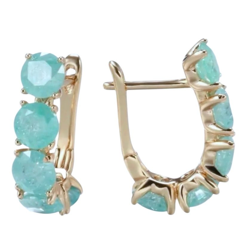 Elegante goldene Kreolen; blaue Zirkonia - CrystalScents