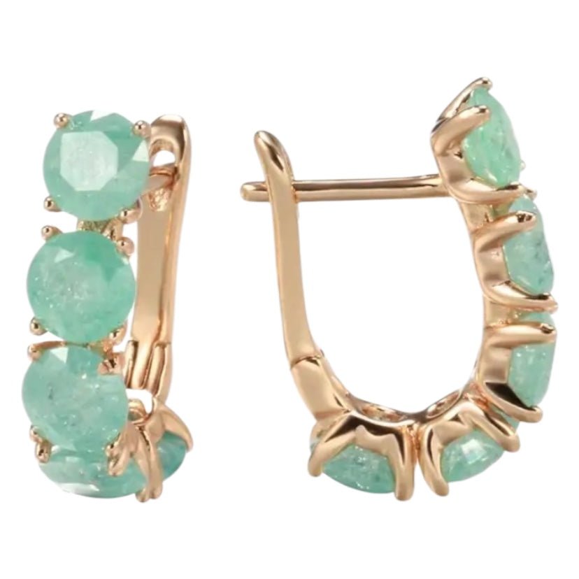 Elegante goldene Kreolen; grüne Zirkonia - CrystalScents