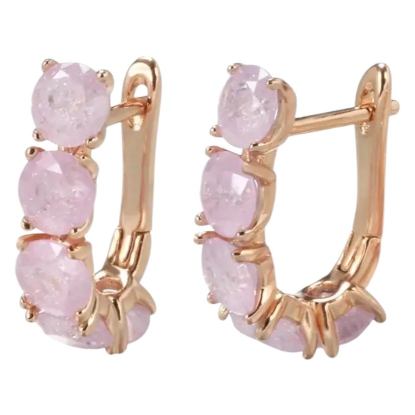 Elegante goldene Kreolen; rosa Zirkonia - CrystalScents
