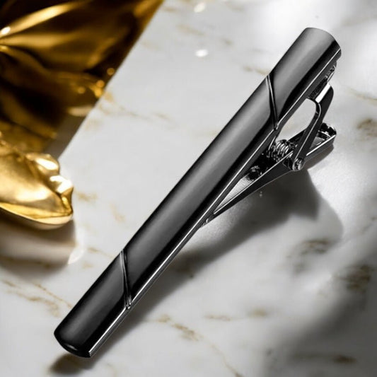 Elegante Krawattenklammer Mattschwarz - CrystalScents