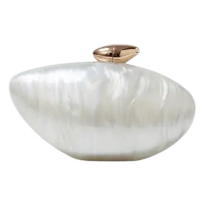 Elegante Perlmutt Clutch in Weiß - CrystalScents