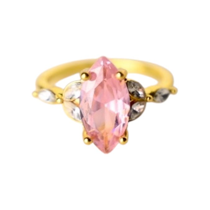 Eleganter goldener Ring mit rosa Zirkonia - CrystalScents