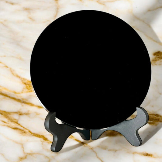 Eleganter Obsidian - Spiegel mit Ständer - CrystalScents