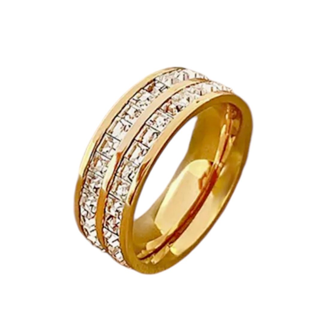 Eleganter Ring mit doppelter Strassreihe Gold - CrystalScents