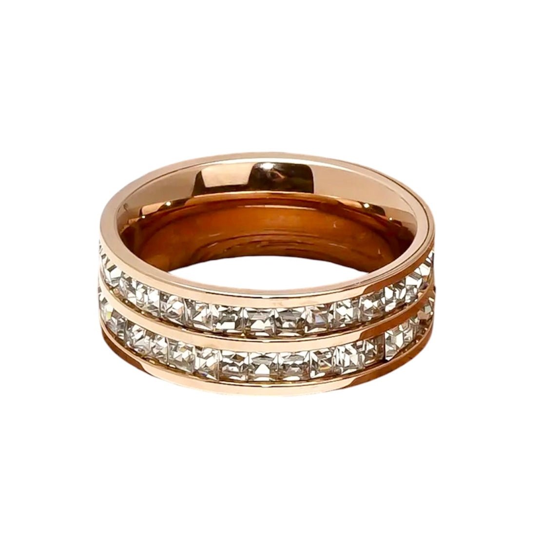 Eleganter Ring mit doppelter Strassreihe Roségold - CrystalScents