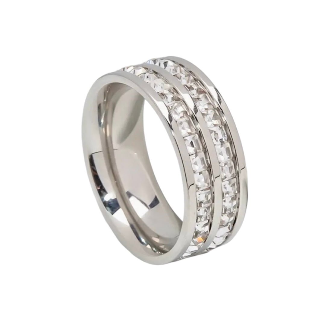 Eleganter Ring mit doppelter Strassreihe Silber - CrystalScents