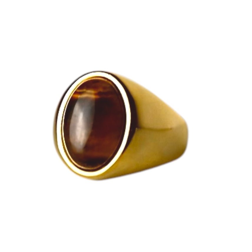 Eleganter Ring mit ovalem großem Tigerauge - CrystalScents