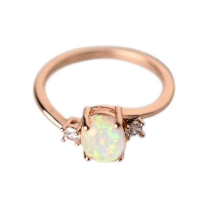 Eleganter Ring mit ovalem Opal Roségold - CrystalScents