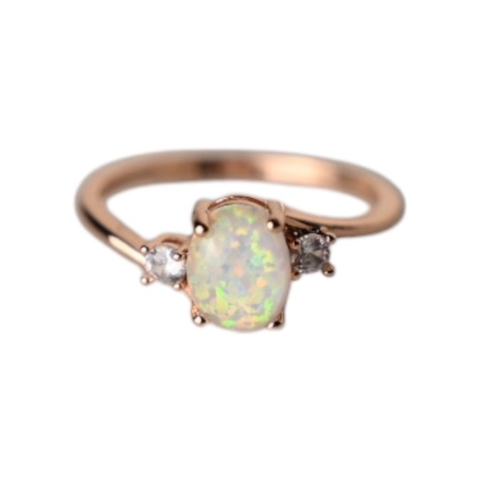Eleganter Ring mit ovalem Opal Roségold - CrystalScents
