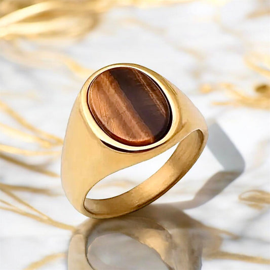 Eleganter Ring mit ovalem Tigerauge - CrystalScents