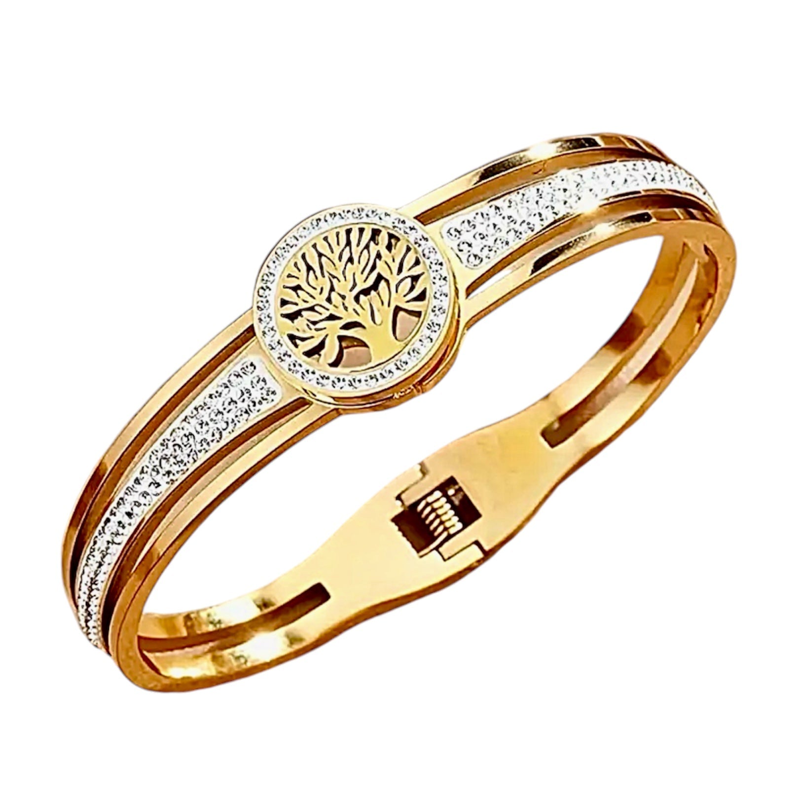 Elegantes Funkelndes Armband „Baum des Lebens“; Gold - CrystalScents
