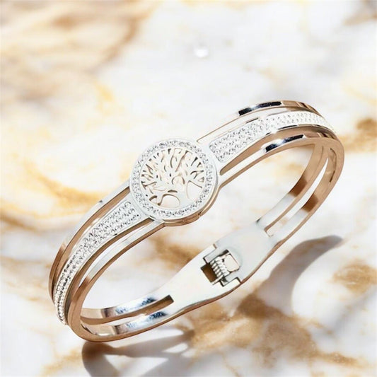 Elegantes Funkelndes Armband „Baum des Lebens“; Silber - CrystalScents