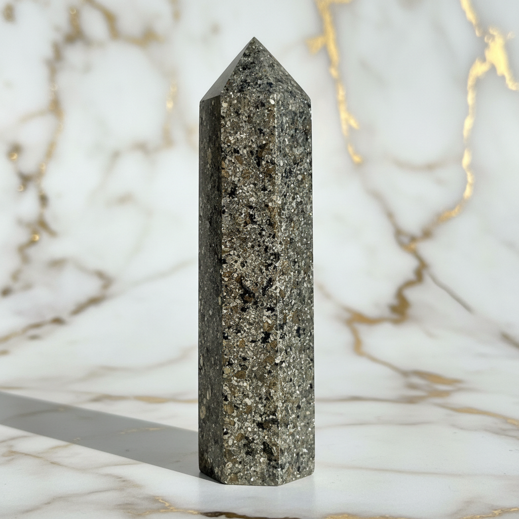 Flammenstein Obelisk auf Marmor - Dreiviertelansicht rechts